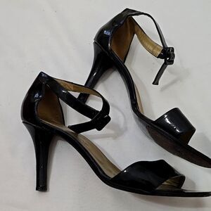 YSL black patent Strappy leather heels 10